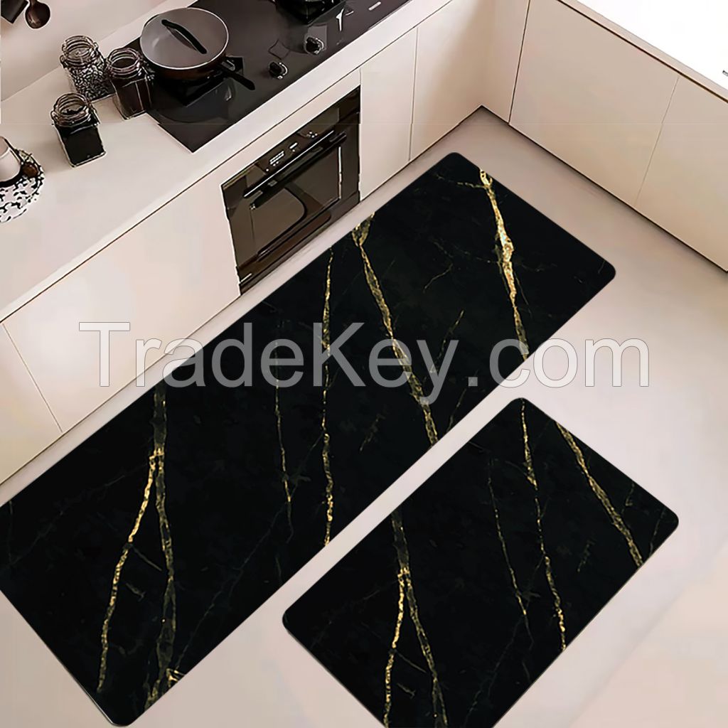 2 pcs of Marble patterns pu anti-fatigue kitchen mats