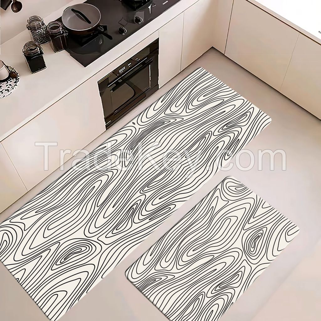 2 pcs of Morden patterns pu non-slip  kitchen mats