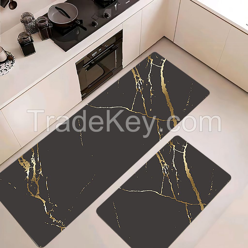 2 pcs of Marble patterns pu anti-fatigue kitchen mats