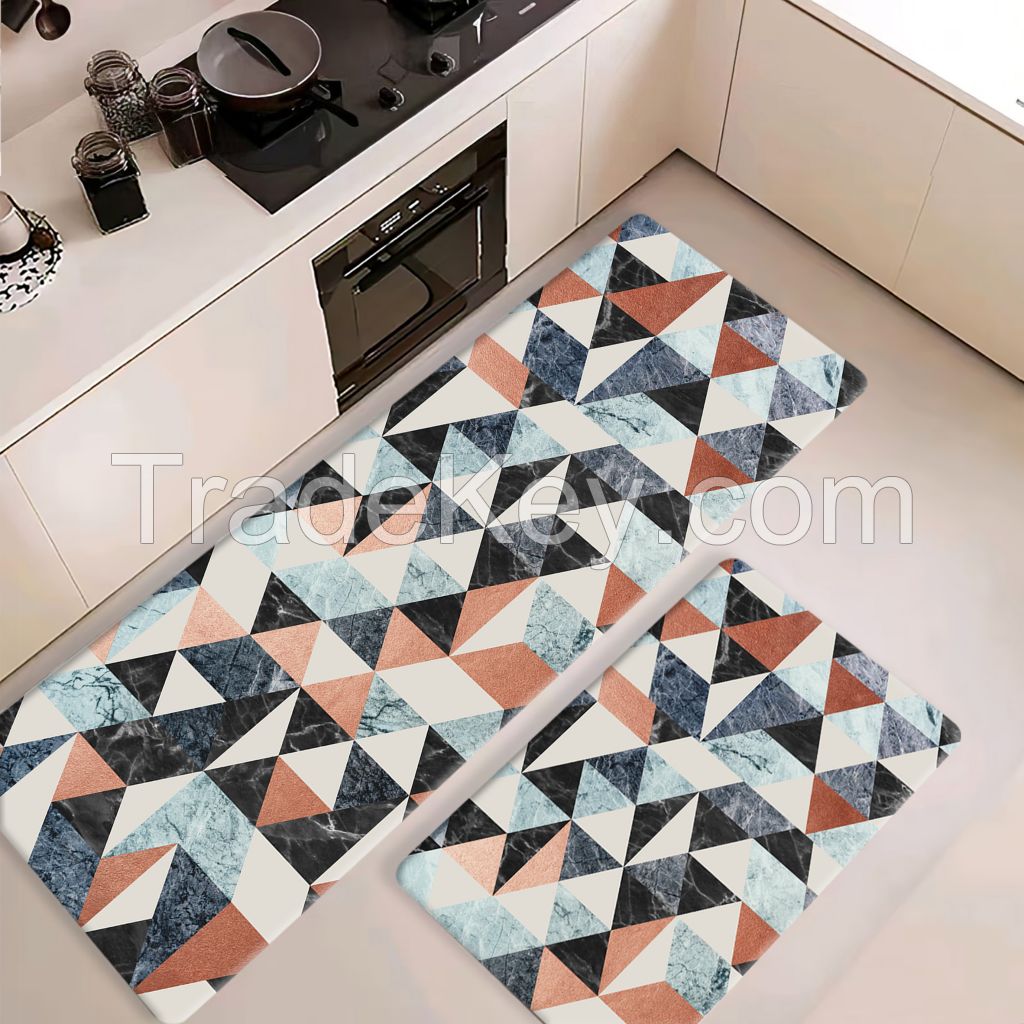 2 pcs of Marble patterns pu anti-fatigue kitchen mats