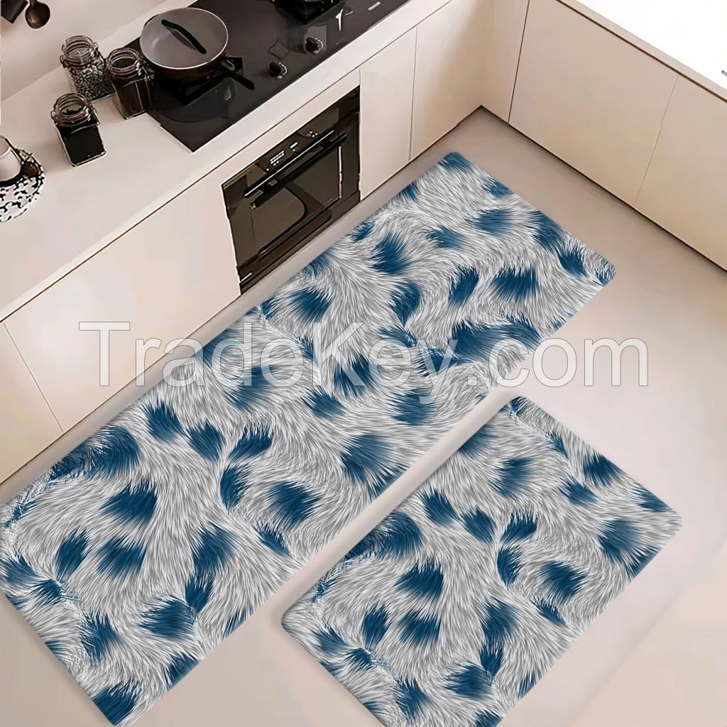 2 pcs of Marble patterns pu anti-fatigue kitchen mats