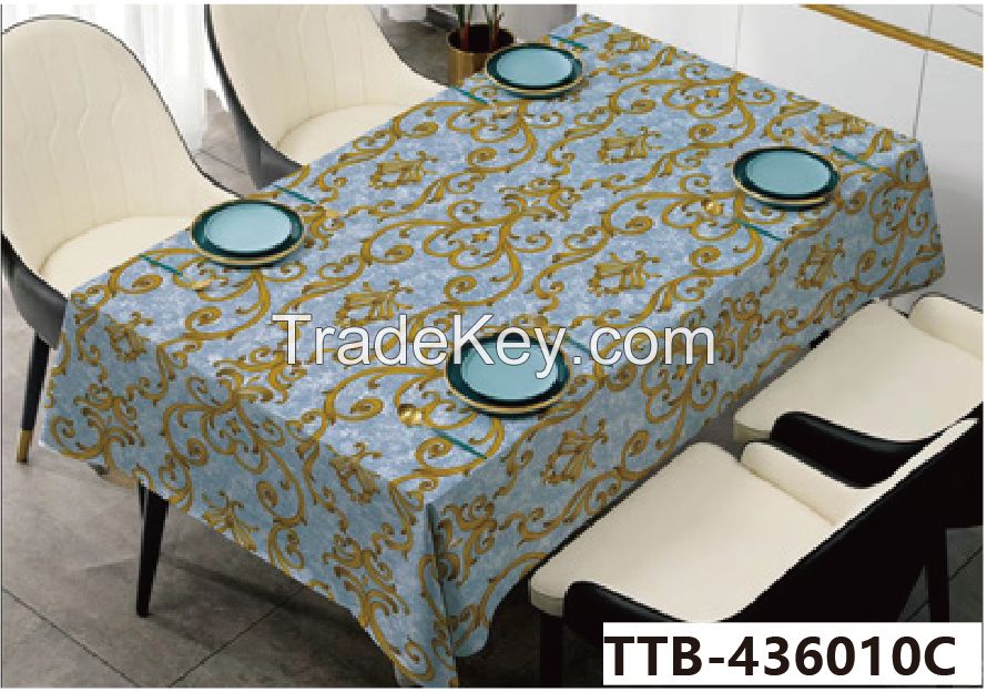  factory directly sell pvc table cloth , gold embossed tablecloth