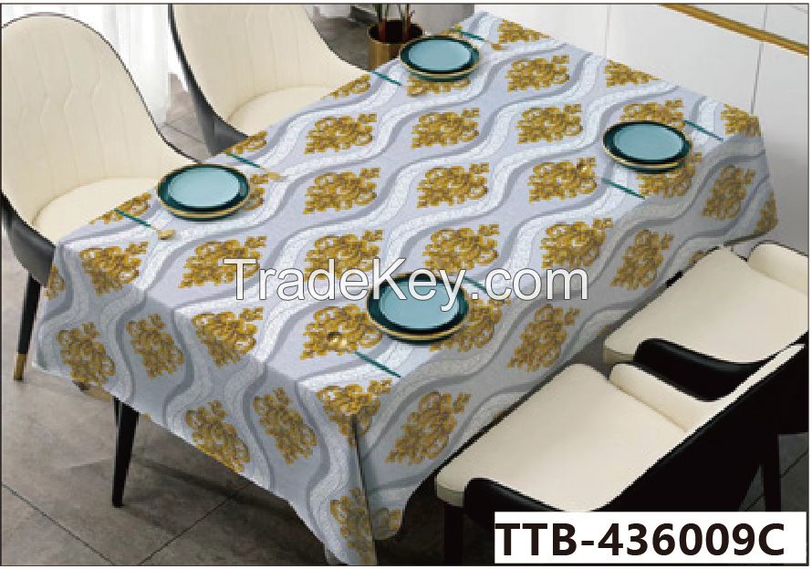  factory directly sell pvc table cloth , gold embossed tablecloth