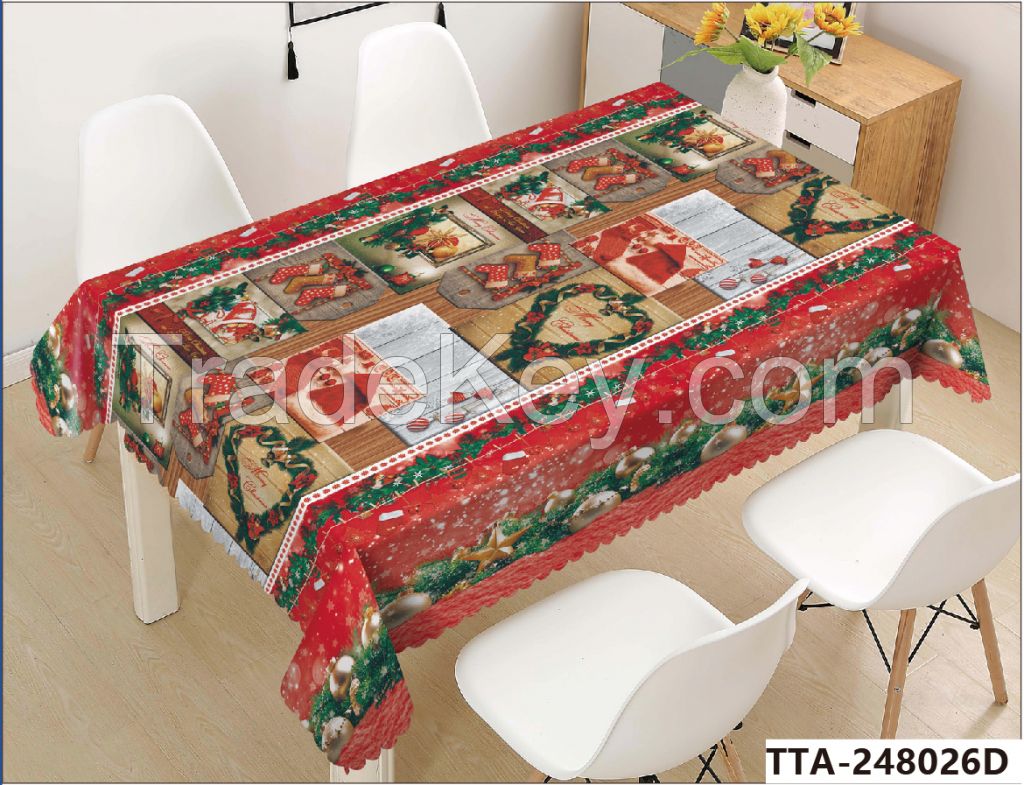 Vinyl Christmas snowman  beautiful waterpoof oil proof Table Cloth christmas table cloth 