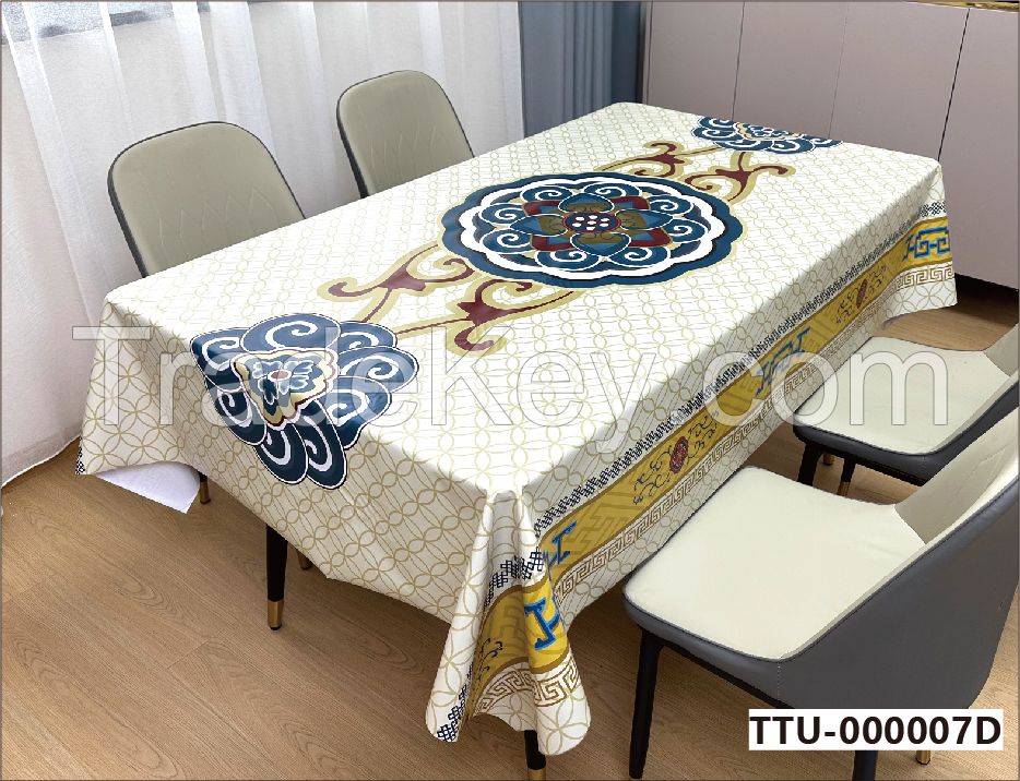 Jacquard Tablecloth Flower Pattern Polyester Table Cloth Spill Proof Dust-Proof Wrinkle Resistant Table Cover for Kitchen Dining 