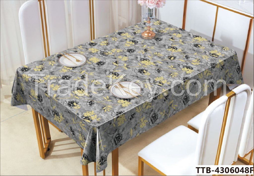 Embossed gold Fabric Tablecloth for Formal Dining, Holiday, Wedding or Party, 60" x 102", Silver