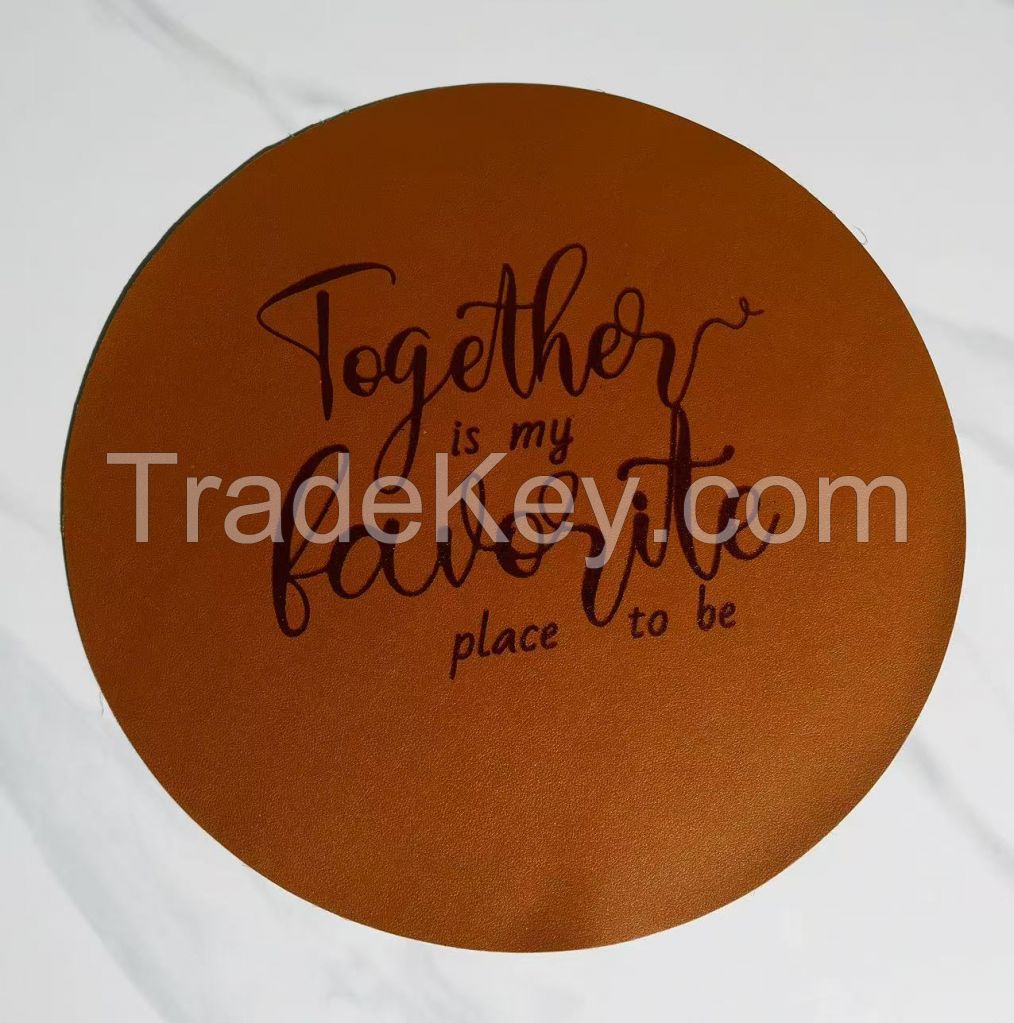 Round brown fake leather tablemat, waterproof and stain proof, very durable Cleaning : 30Ãƒï¿½Ã¯Â¿Â½Ãƒï¿½Ã‚Â° washing machine, iron in reverse. MADE