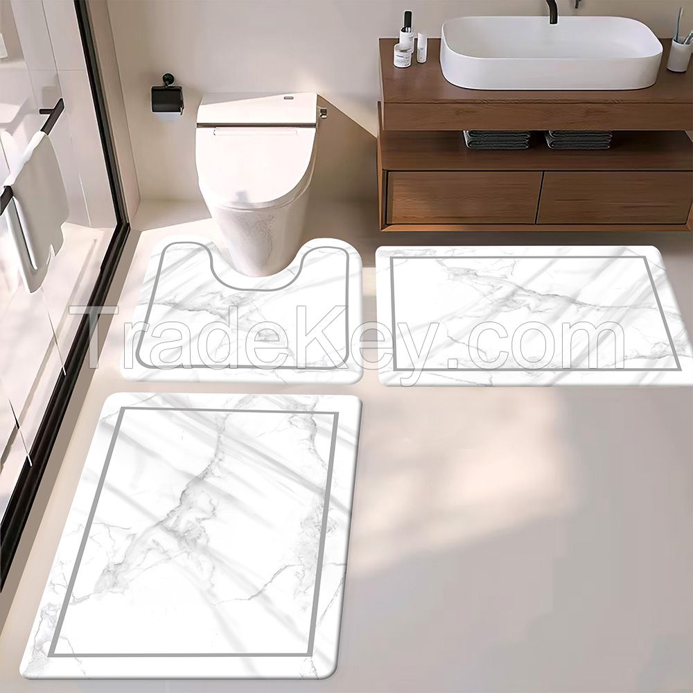 Super Absorbent bath toiet Mat,PU Leather Wear Resistance Bathroom Floor Mat No Stains Quick Drying Rubber Non-Slip Shower Mat Fit in Front of Bathtub,Shower Room