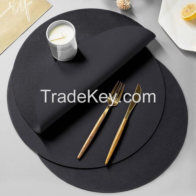 Placemat Pu Leather Table Mats Heat Resistant Waterproof Washable Outdoor Placemats for Wedding Kitchen Dining Patio Table Decorations