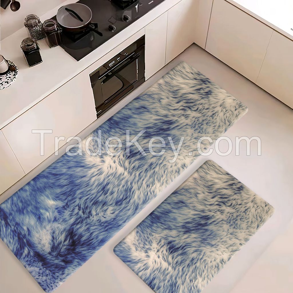 PU Leather Wear Resistance kitchen Floor Mat No Stains Quick Drying Rubber Non-Slip Shower Mat Fit in Front of Bathtub, Shower Room