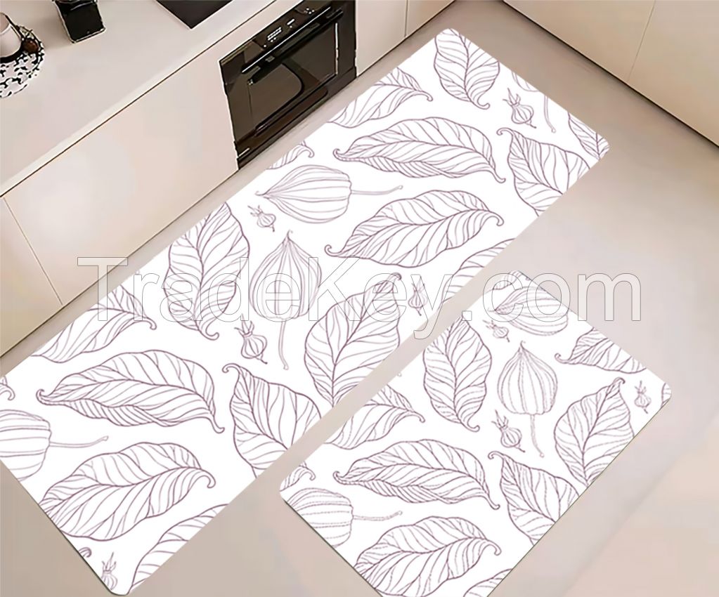 white and back Faux pu pvc foam kitchen non-slip waterproof floor mats