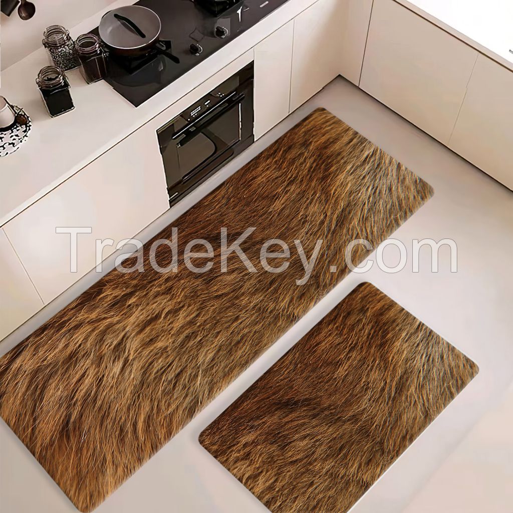 PU Leather Wear Resistance kitchen Floor Mat No Stains Quick Drying Rubber Non-Slip Shower Mat Fit in Front of Bathtub, Shower Room