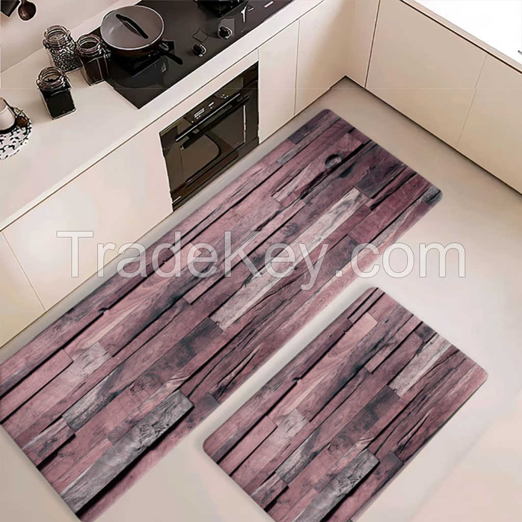 PU Leather Wear Resistance kitchen Floor Mat No Stains Quick Drying Rubber Non-Slip Shower Mat Fit in Front of Bathtub, Shower Room