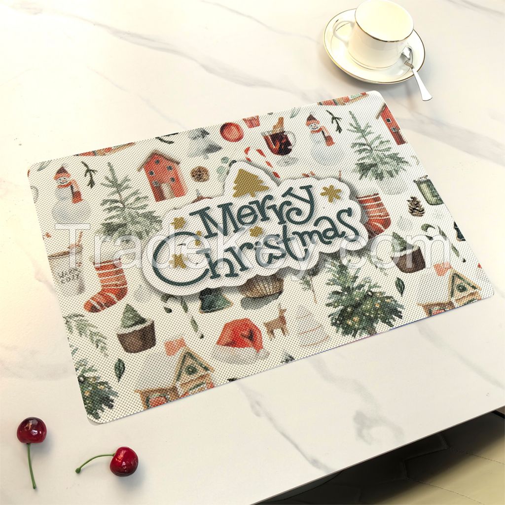 Christmas  pvc water-proof heat-resistance placemats for home hotel coffee dining use