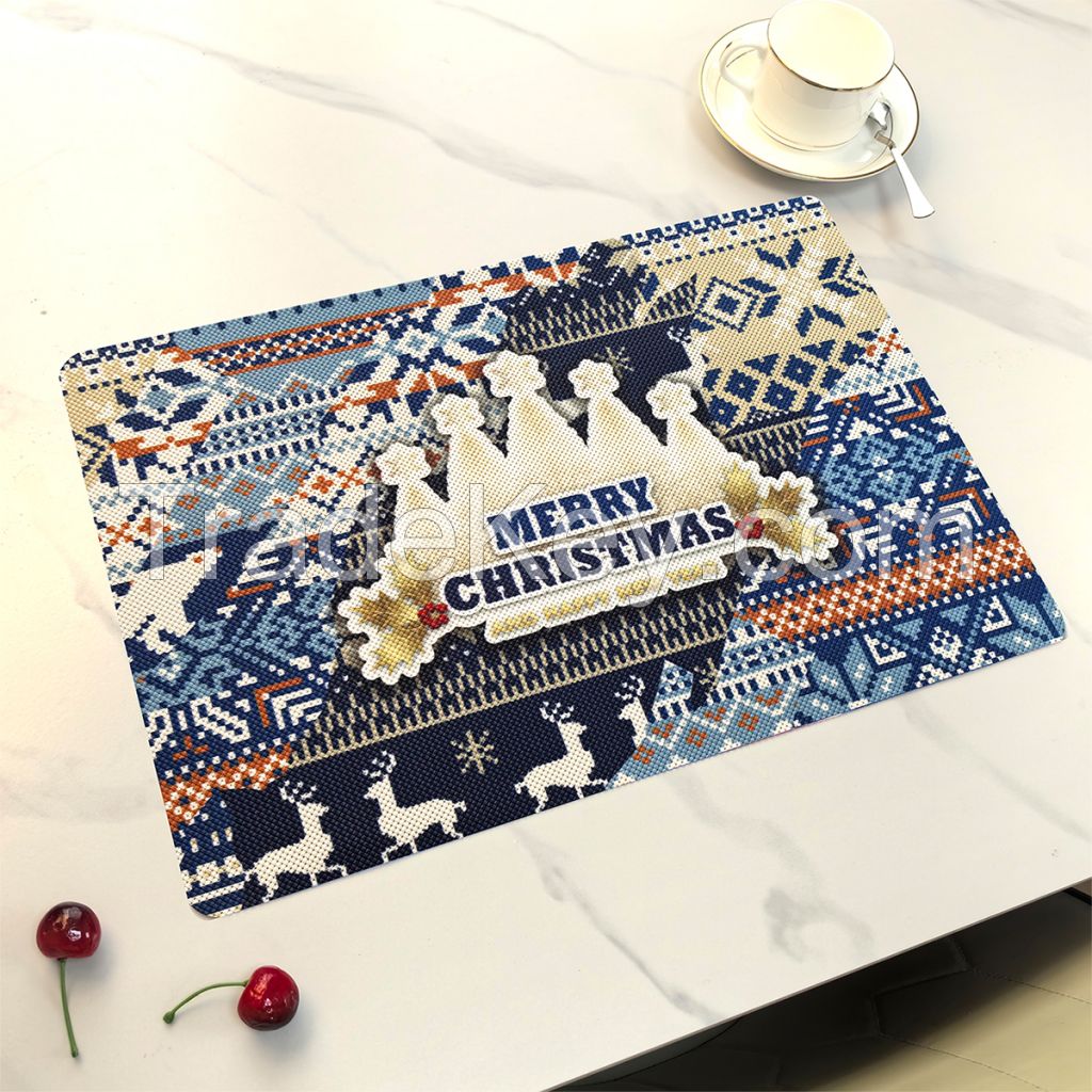 Christmas  pvc water-proof heat-resistance placemats for home hotel coffee dining use