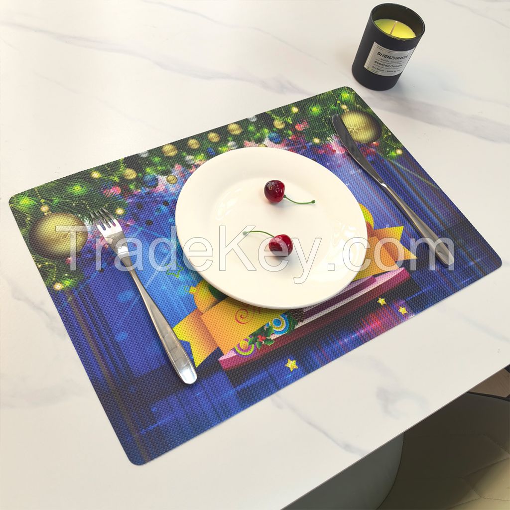 Christmas  pvc water-proof heat-resistance placemats for home hotel coffee dining use