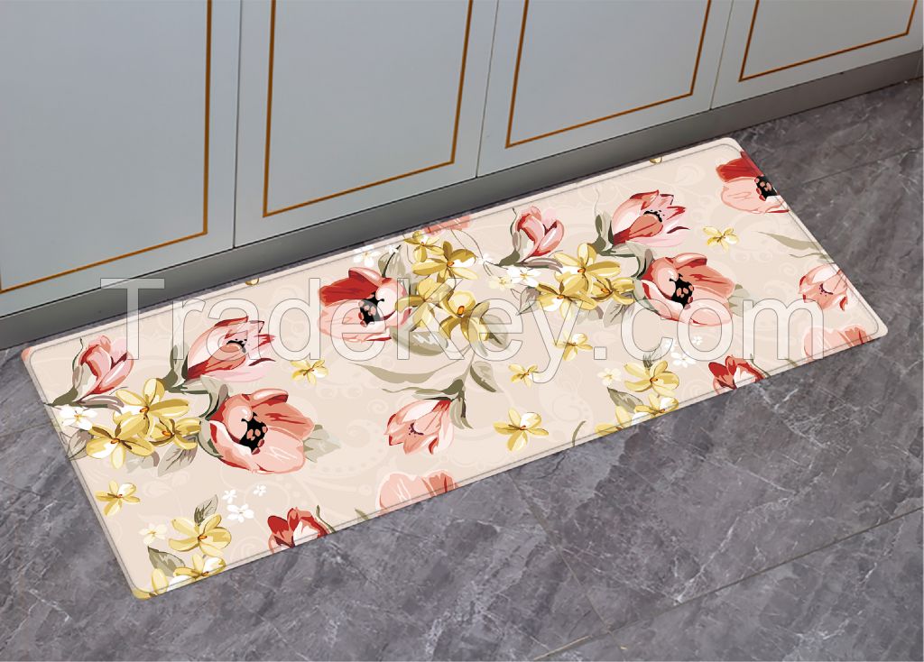 spring rugs  PU Leather kitchen 45*75 45*120 kitchen mats anti-fatigue rugs 