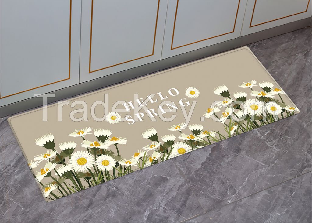 spring rugs  PU Leather kitchen 45*75 45*120 kitchen mats anti-fatigue rugs 
