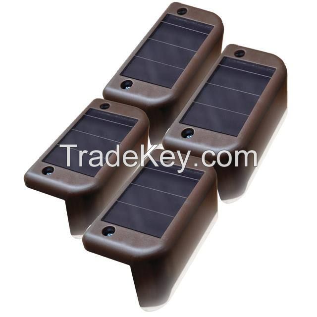 4 Solar LED Deck Lights - Brown