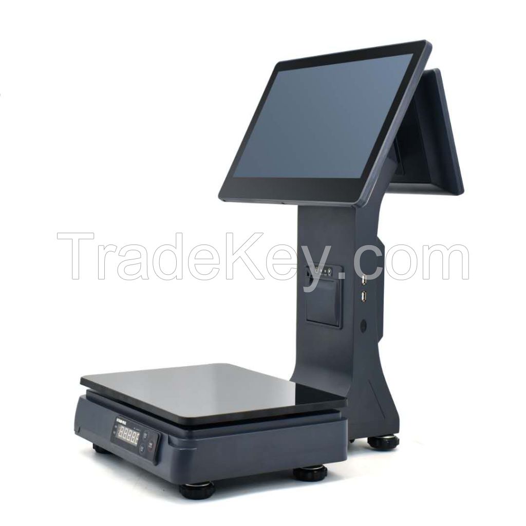 15.6in PC Weighing POS Scale with 80mm Receipt Printer Payment Qr Code Scanner Electronic Scale