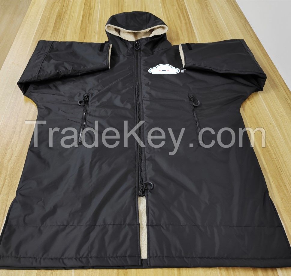 Custom Hood Thicken Lining Warm Oversized Coat Waterproof Changing Robe Windproof Surf Poncho swim parka