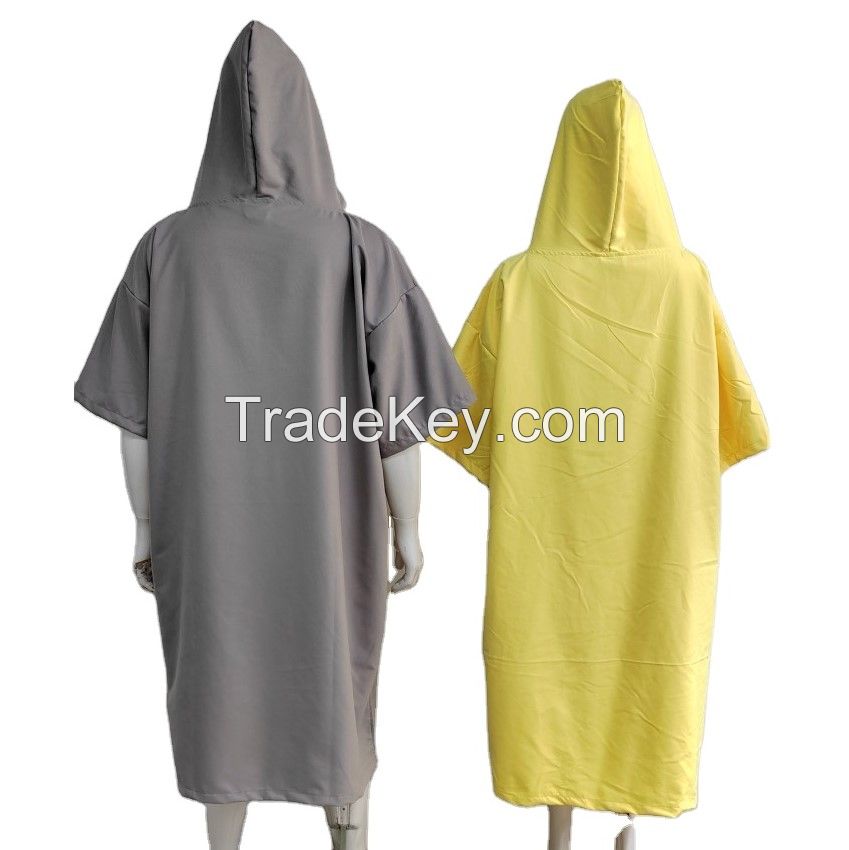 Hot Sell Adult Microfiber Suede Poncho Kids Hooded surfing Beach Towel Robe Swimming