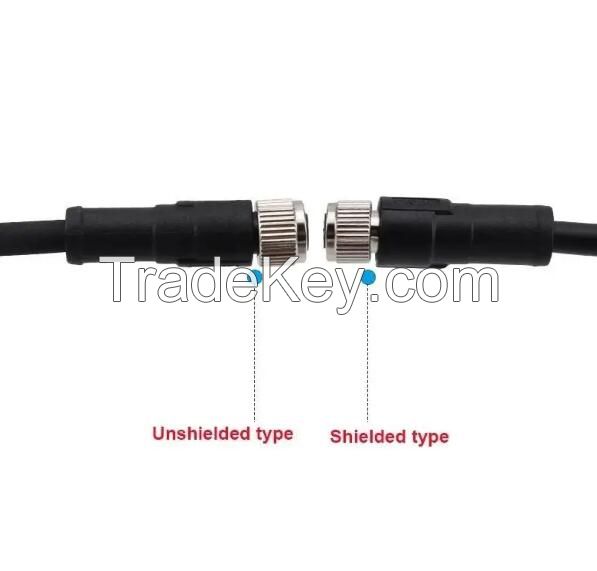 M8 Overmolded Connector Straight/Angle Male Female 5pin B code Unshielded Ip67 Waterproof Cable PVC Circular Plug 5M