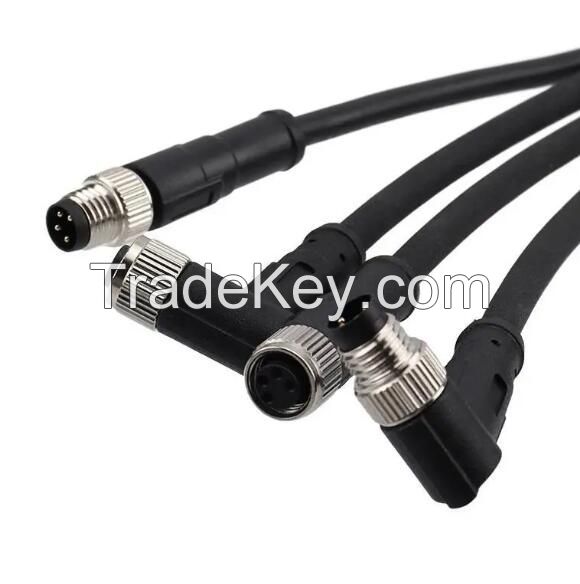 M8 Overmolded Connector Straight/Angle Male Female 5pin B code Unshielded Ip67 Waterproof Cable PVC Circular Plug 5M