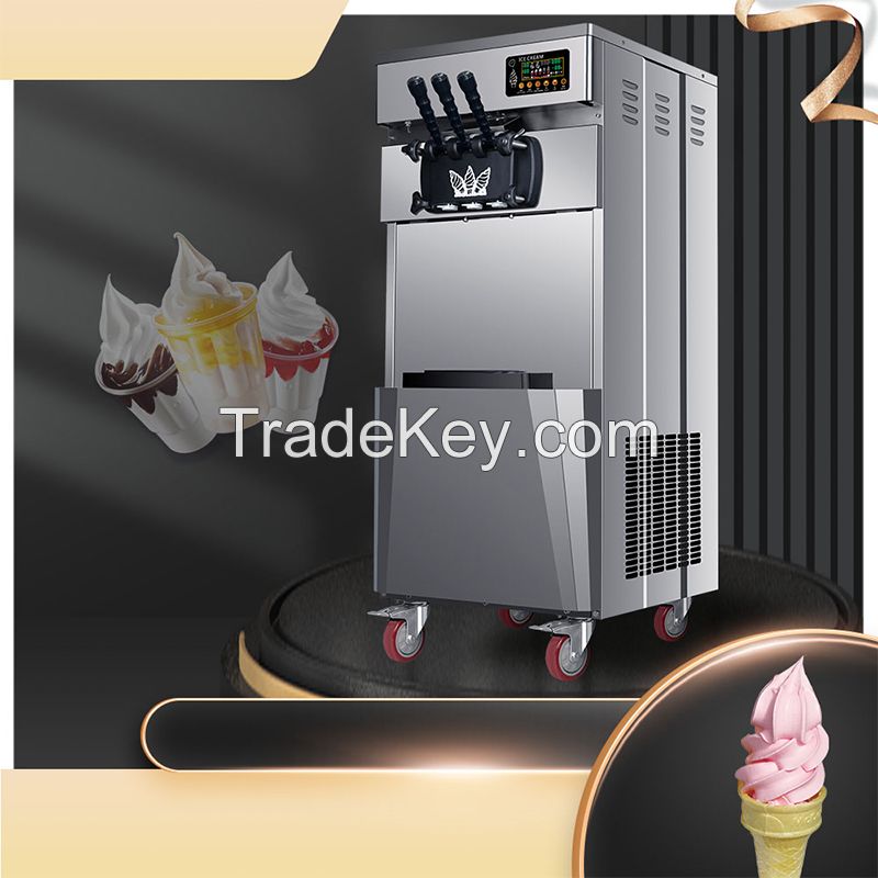 Double compressor no-cleaning vertical soft ice cream machine with pre-cooling