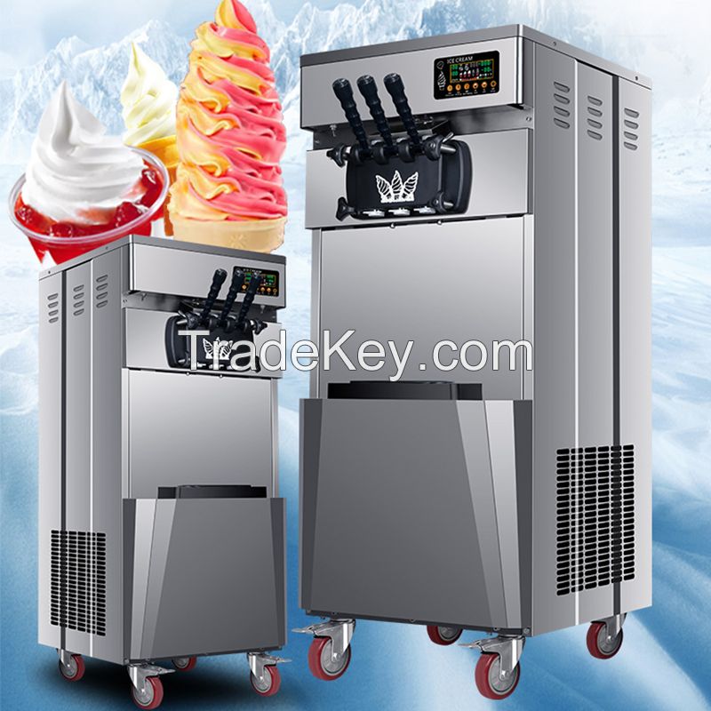 Double compressor no-cleaning vertical soft ice cream machine with pre-cooling