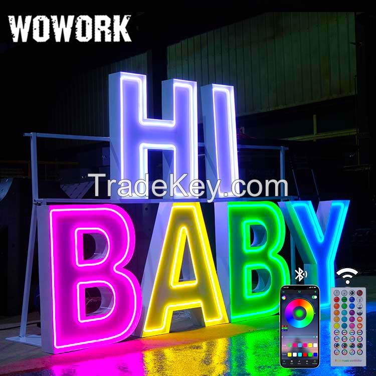 WOWORK RGB neon marquee letter number light wedding party decoration