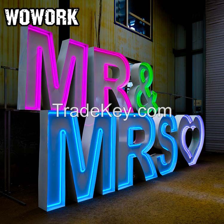 WOWORK RGB neon marquee letter number light for wedding party decoration