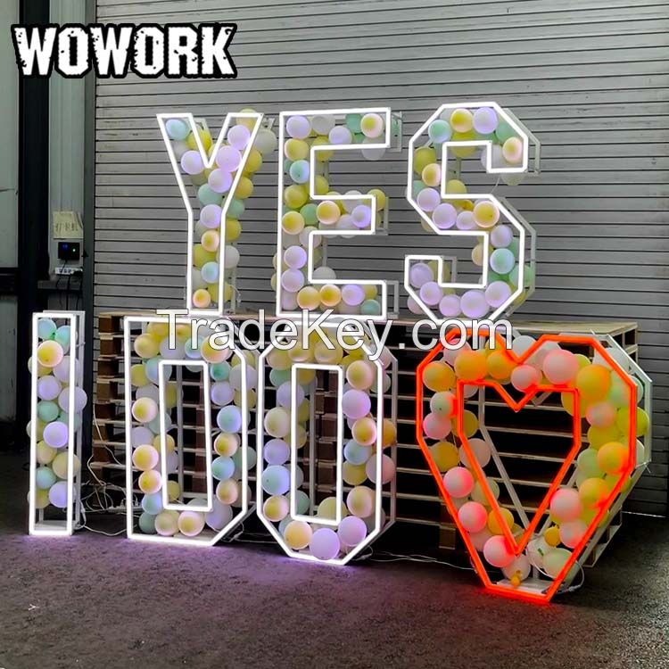 Wowork LED Electronic Big Marquee letter Light Number for Wedding Decoration Event Props