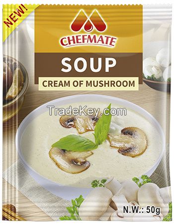 Hot Sale Africa Chefmate Cream Of Mushroom Soup Powder 50g Instant Soup Powder Supplier FDA, HACCP, BRC, Halal