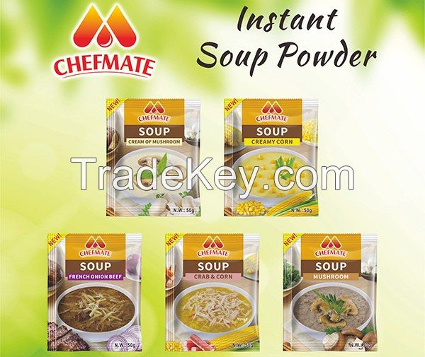 Hot Sale Africa Chefmate Cream Of Mushroom Soup Powder 50g Instant Soup Powder Supplier FDA, HACCP, BRC, Halal