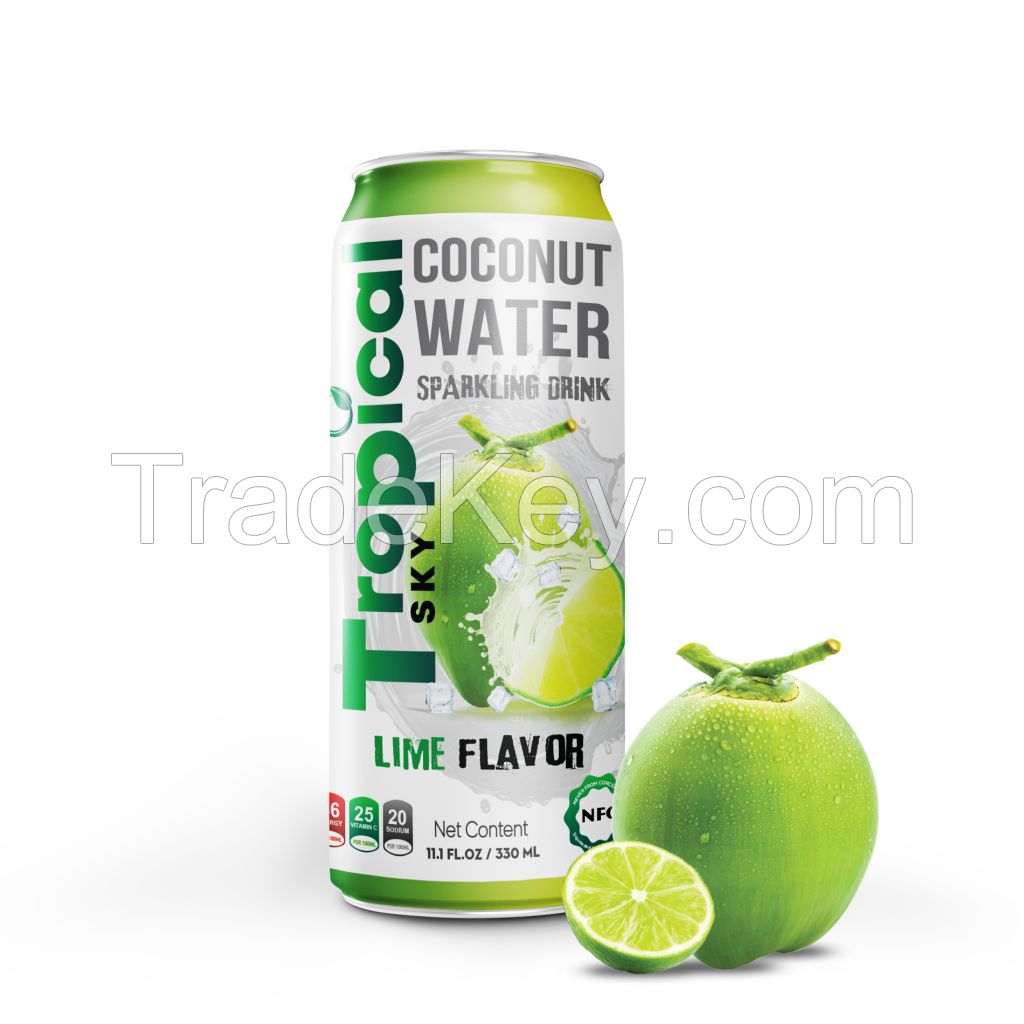 Tropical Sky 100% Coconut water mix Lime packaged 330ml x 24 pcs