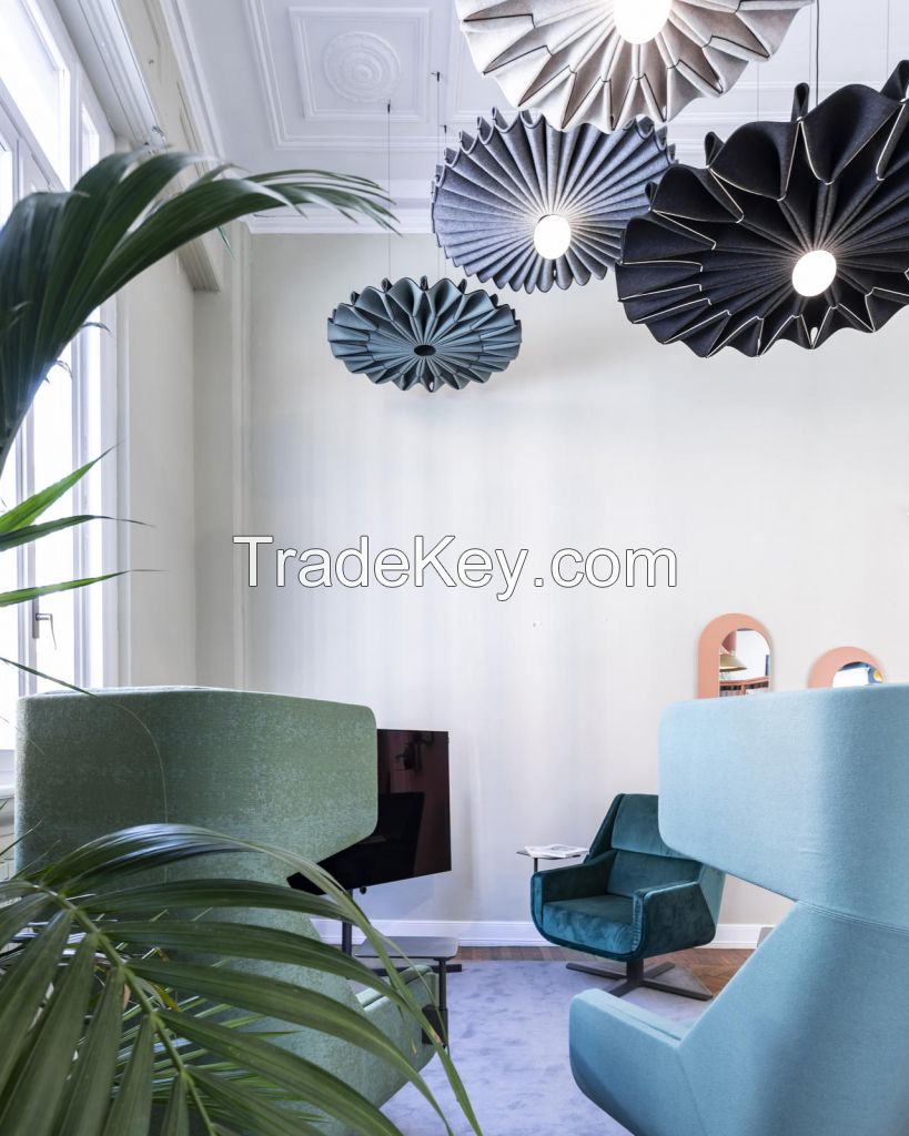 Acoustic Felt Pendant Light Sound Absorbing Fabric Suspending Lamp for Open space, office, kitchen island and Restaurant Decoration