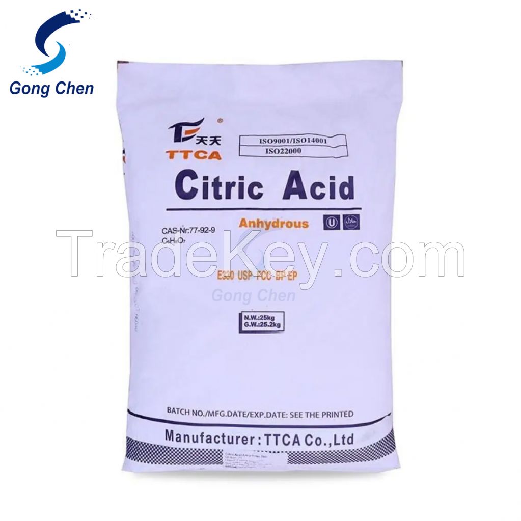 Wholesale TTCA Brand Food Grade Citric Acid Anhydrous food additives25kg Powder For Sale