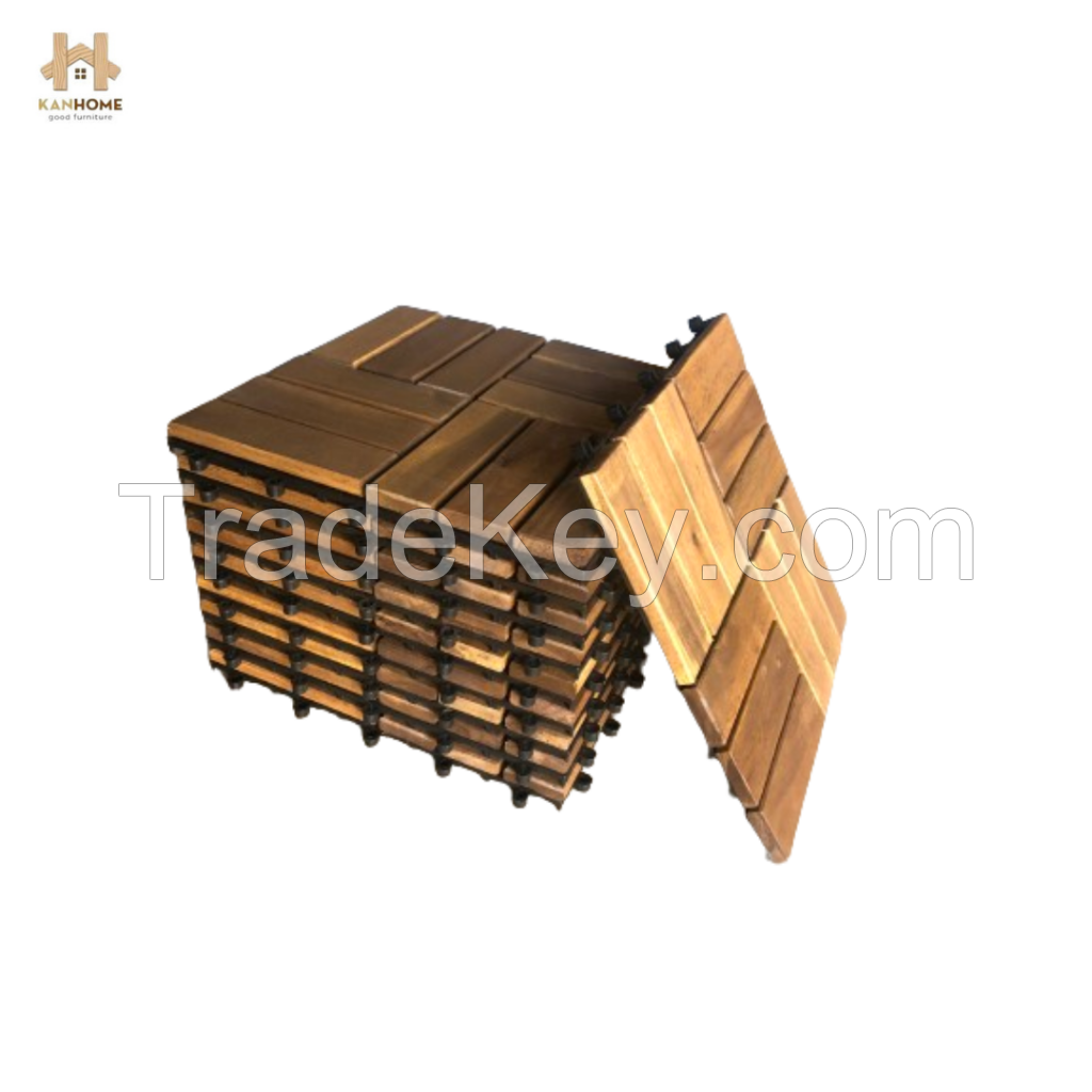 Kanhome Exclusive Offer T12A2 Best Seller 12 Slats Deck Tiles  300x300x24 mm Easily Install Waterproof Anti slip for Outdoor