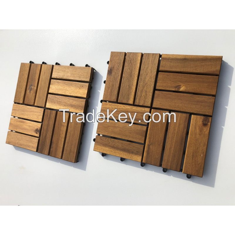 Kanhome Exclusive Offer T12A2 Best Seller 12 Slats Deck Tiles  300x300x24 mm Easily Install Waterproof Anti slip for Outdoor