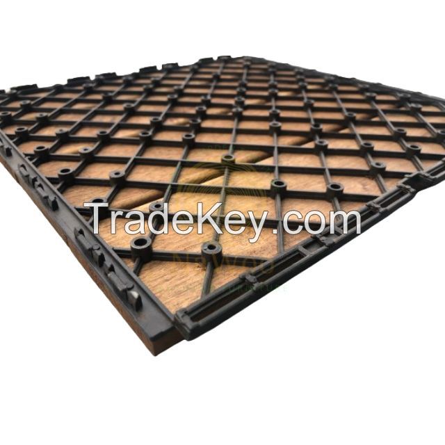 KANHOME T4A1 High Quality Modern Outdoor Flooring Wooden Deck Tiles Durable and Weatherproof 4 Slats Decking Solid Texture