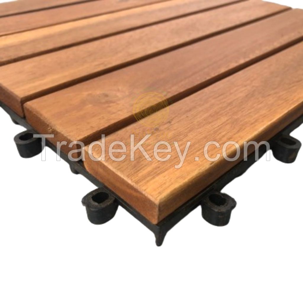 Kanhome T4A2 Wholesale Premium Wood DIY Interlocking Decking Tiles Interlocking For Exterior And Interior Decor Balcony