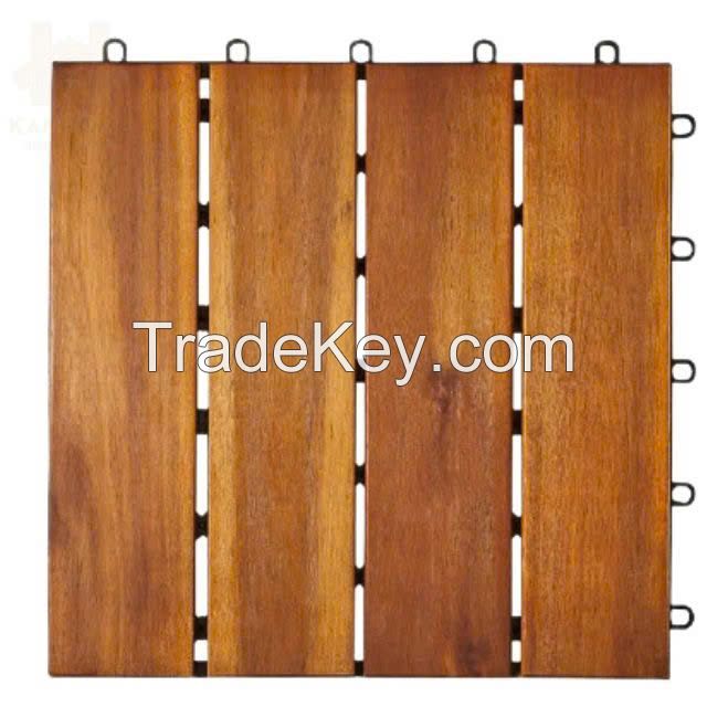 Kanhome T4A2 Wholesale Premium Wood DIY Interlocking Decking Tiles Interlocking For Exterior And Interior Decor Balcony