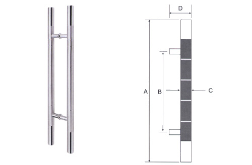 Stainless Steel glass-door handle