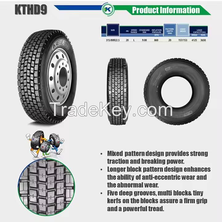 KTHD9 Steer Keter Tyre 295/80R22.5