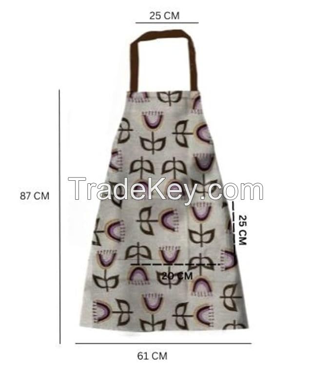 Recycled Cotton Floral design Kitchen Apron with Center Pocket Fee Size Unisex Apron