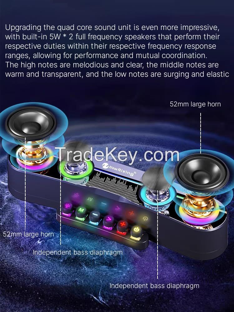Gaming Desktop Speaker System with RGB Lighting, Quad Core Sound Unit, Type-C Interface, Directional Microphone