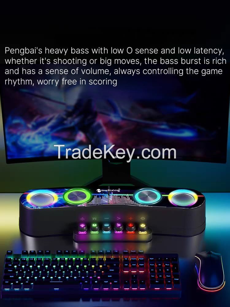 Gaming Desktop Speaker System with RGB Lighting, Quad Core Sound Unit, Type-C Interface, Directional Microphone