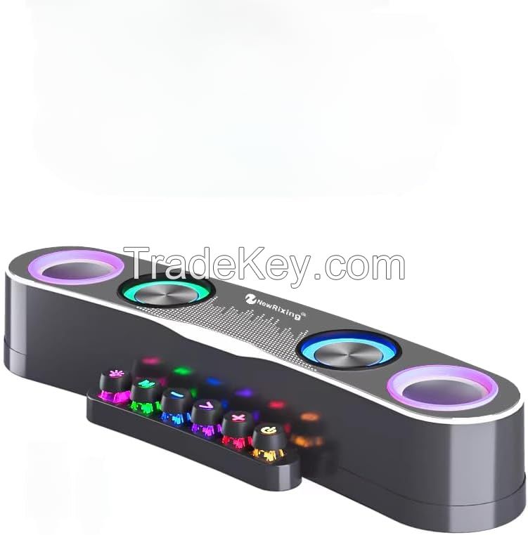 Gaming Desktop Speaker System with RGB Lighting, Quad Core Sound Unit, Type-C Interface, Directional Microphone