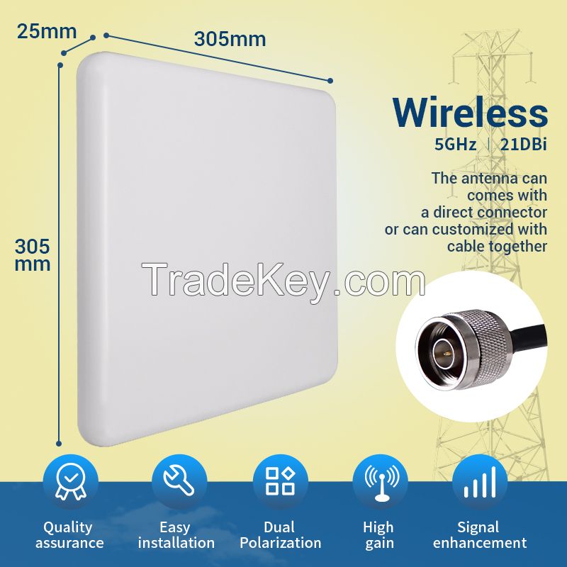 Waterproof High Gain 21dBi 5150-5850mhz Dual-polarization Outdoor Wifi directional Panel Antenna